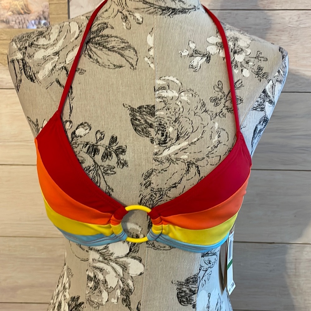 OP Yellow and Red Halter Bikini